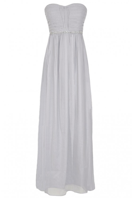 Glimmer and Shimmer Embellished Maxi Dress in Grey Lily Boutique